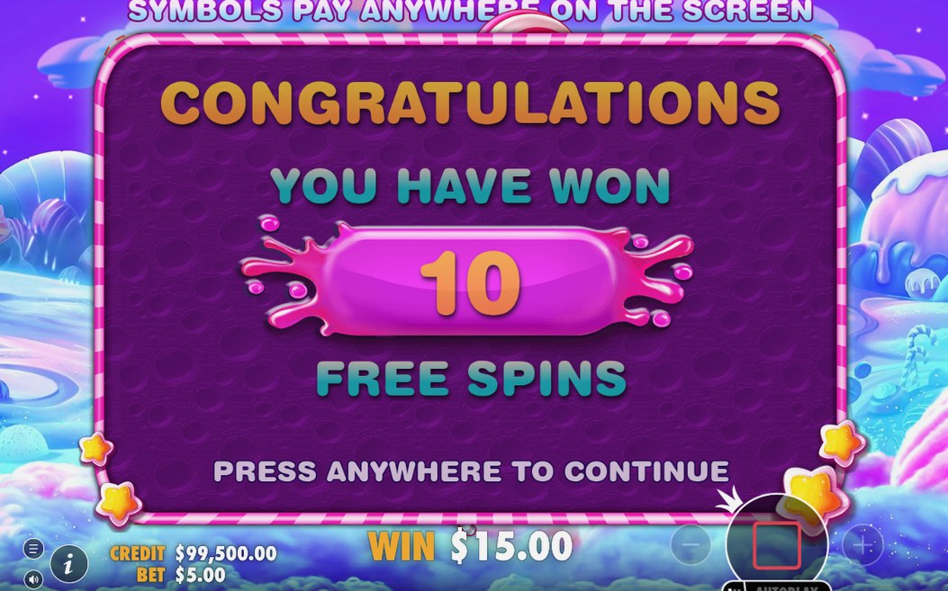 Retrigger screen with scatters and the remaining free spins count