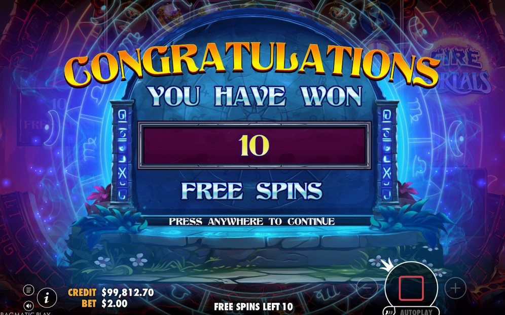 Free spins round with special reels in play