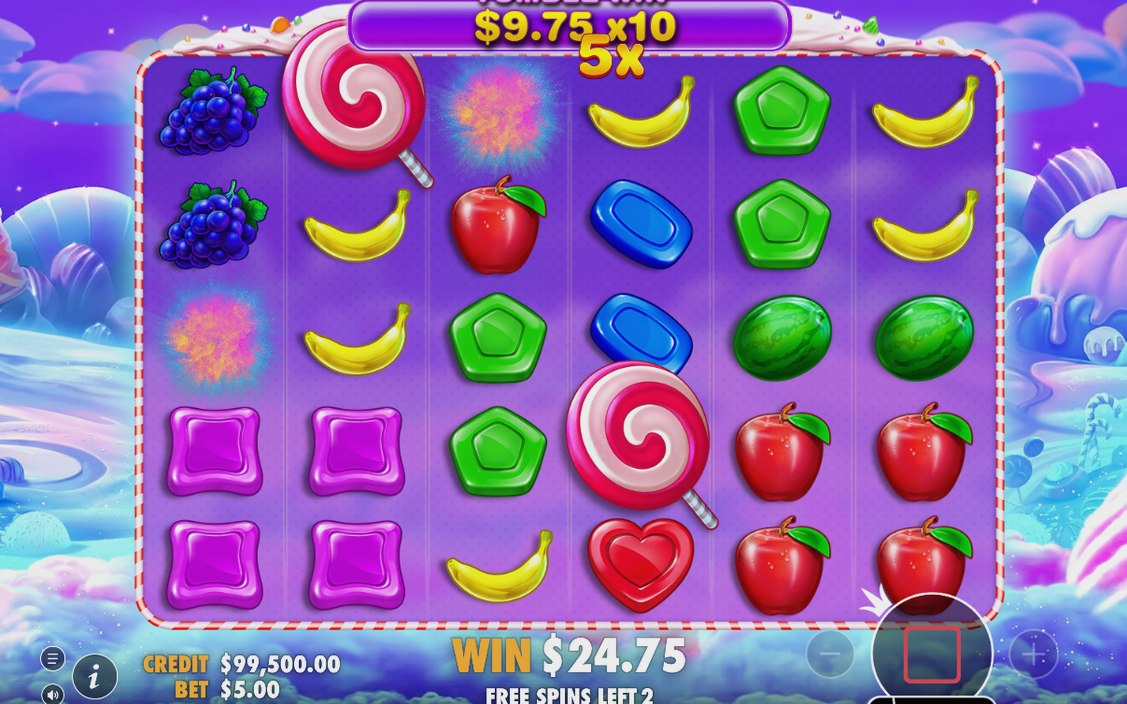 Free spins round with multiplier symbols on the 6x5 grid